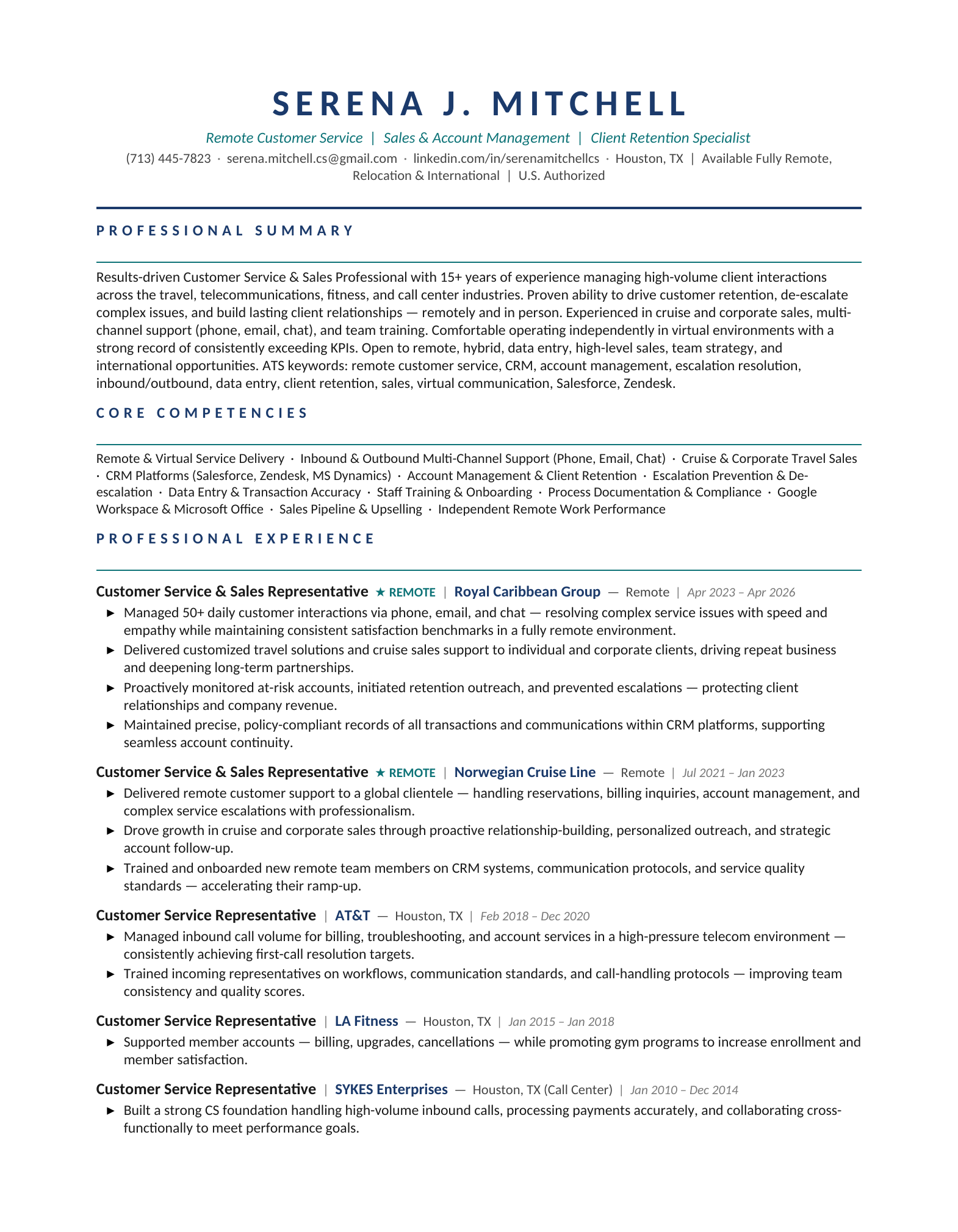 Serena Mitchell Resume