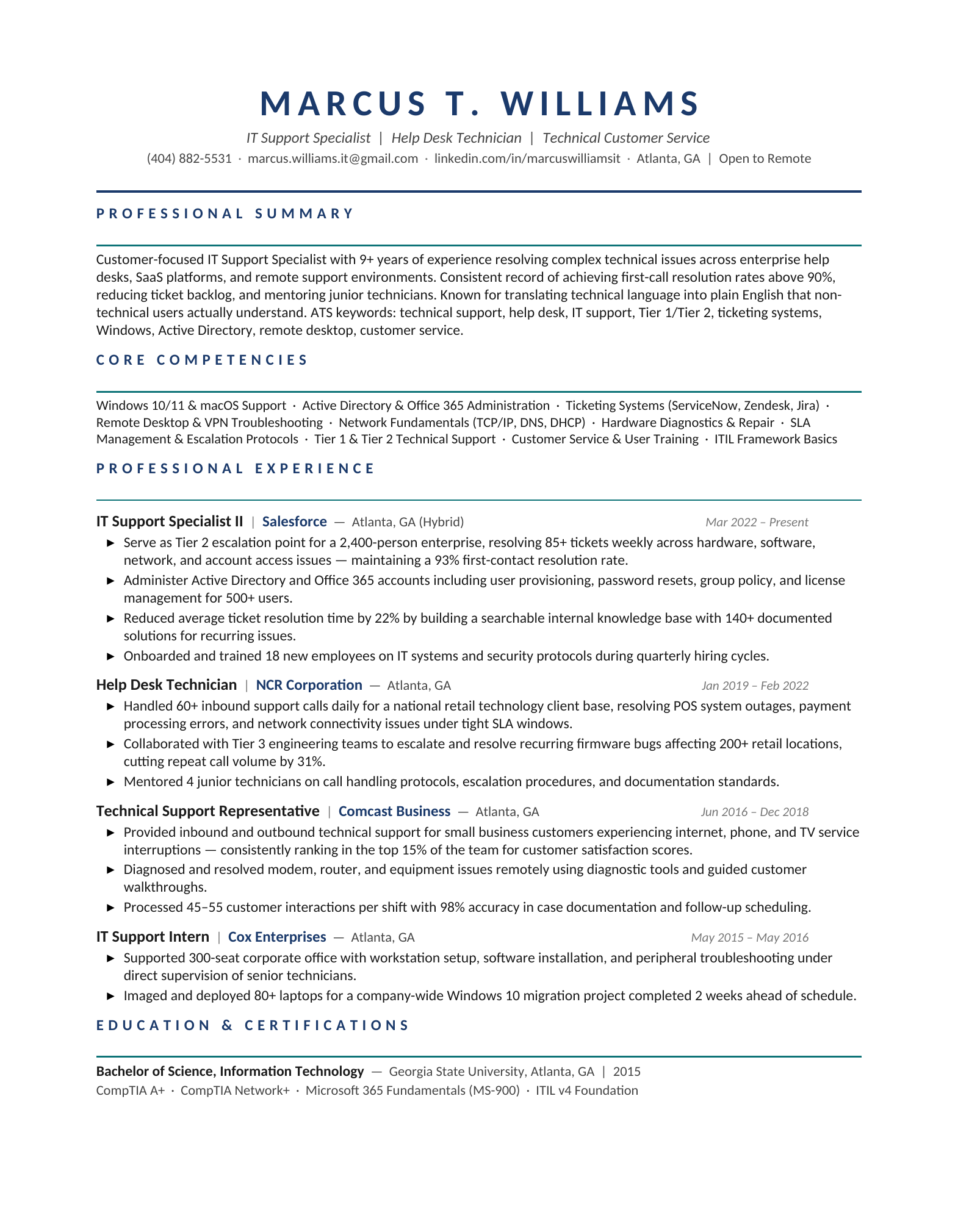 Marcus Williams Resume