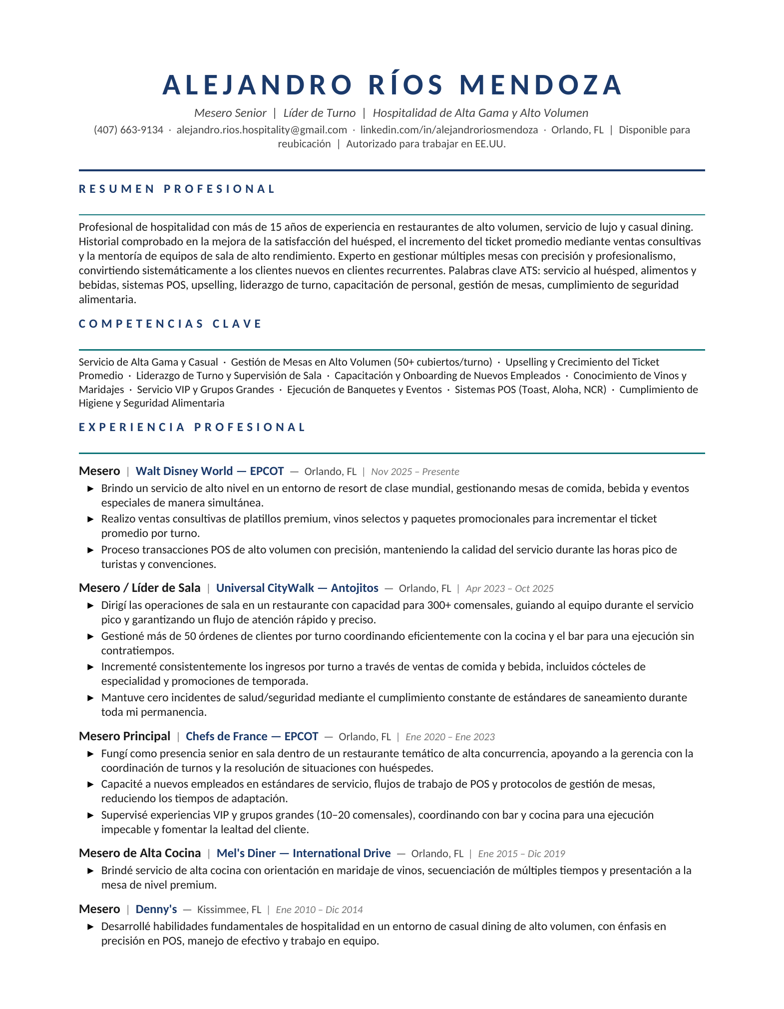 Alejandro Rios Resume
